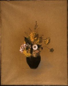 Large Green Vase with Mixed Flowers