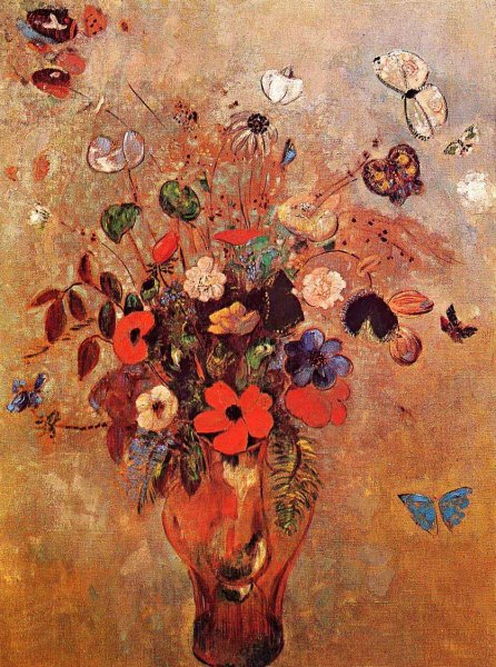 Vase with Flowers and Butterflies 2