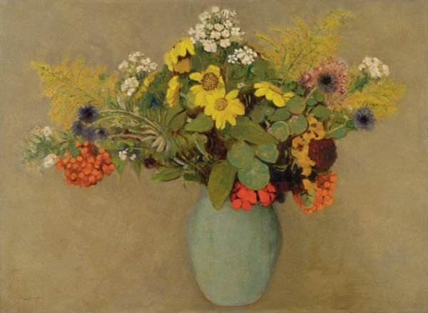 Fleurs Dans Un Vase Vert