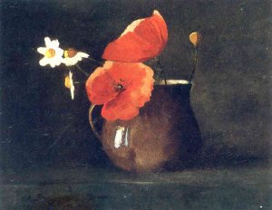 Flowers in green vase