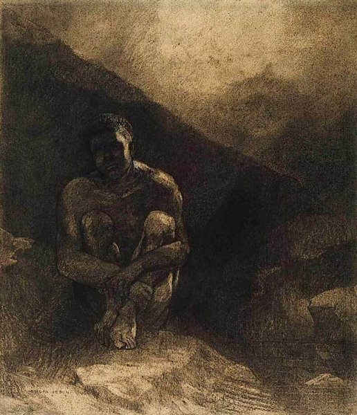 Primitive Man Seated in Shadow