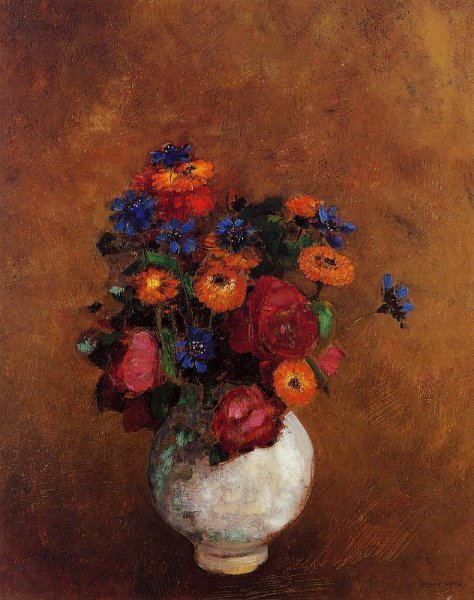 Bouquet Of Flowers In A White Vase