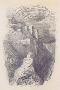 Woman and the mountain landscape